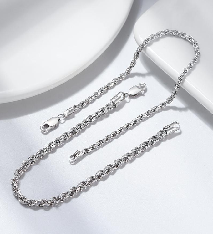 Diamond-Cut Braided Rope Chain Bracelet